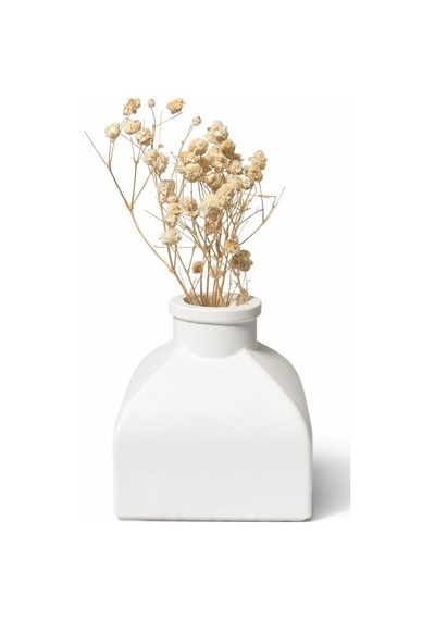 Minimalist Beyaz Mini Vazo, El Yapımı Taş Tozu, 7 Cm, Mat Finish, Japandi & İskandinav Stil, Masa Üstü Dekor Çok Renkli