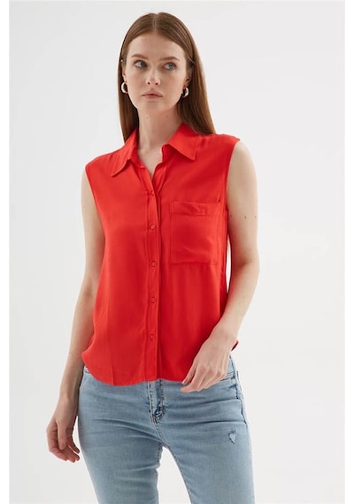 Fashion Friends Kolsuz Kırmızı Kadın Gömlek 25y0382k1 Kırmızı