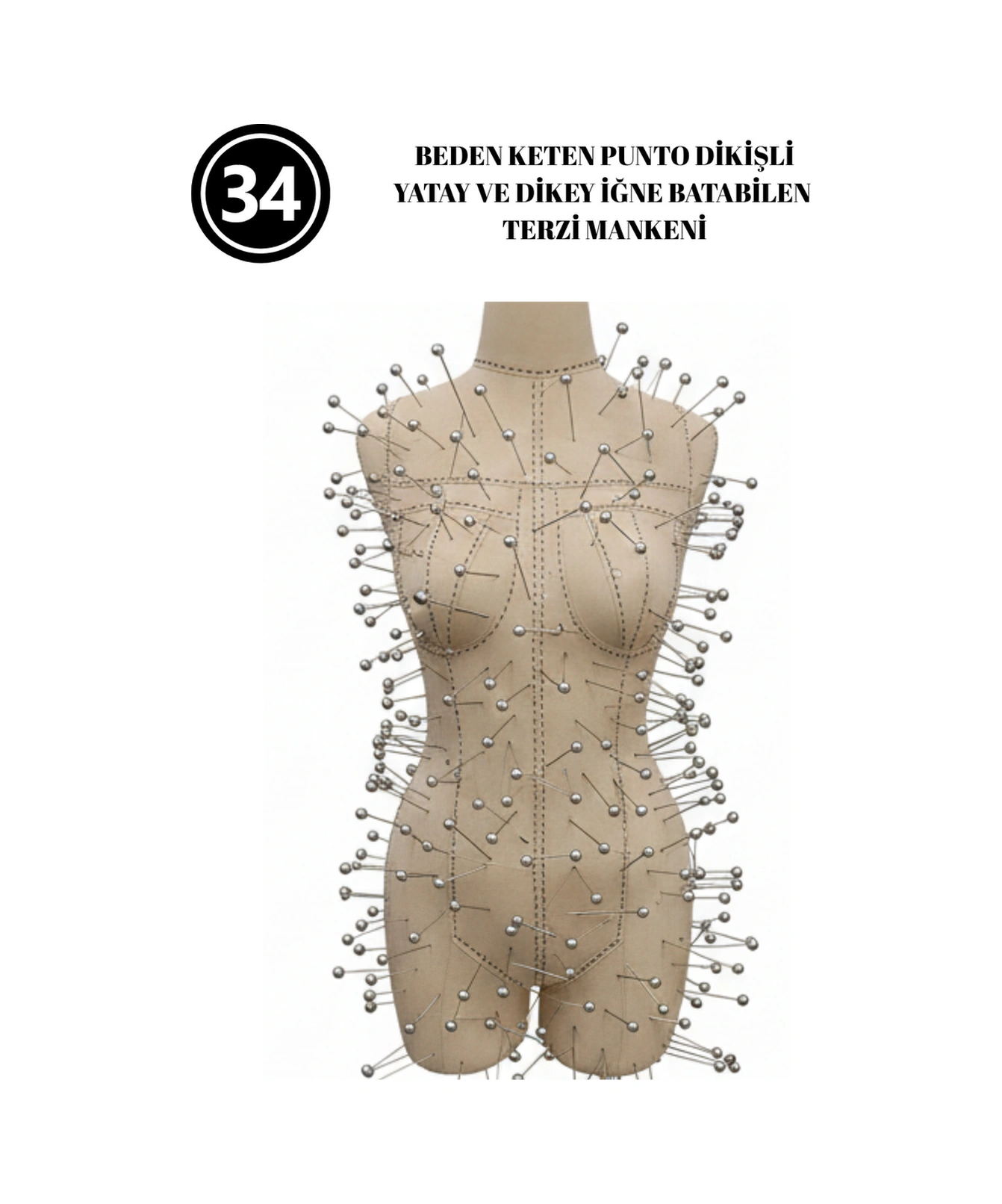 Özel Punto Kumaş - 34 Beden Pantolon Giyebilen İğne Batabilen Terzi Mankeni