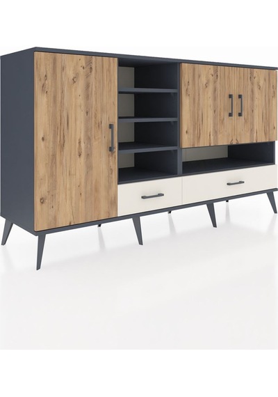 Hyperion Konsol 8 Raflı 2 Çekmeceli 3 Kapaklı 176x44x99 Antrasit- Antrasit-çam/aytaşı Hyperion Konsol 8 Raflı 2 Çekmeceli 3 Kapaklı 176x44x99 Antrasit- Antrasit-çam/aytaşı