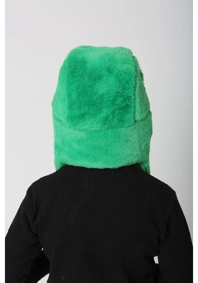 Çocuk Kürklü Kulaklıklı Peluş Şapka Rkş-ç-04 Yeşil