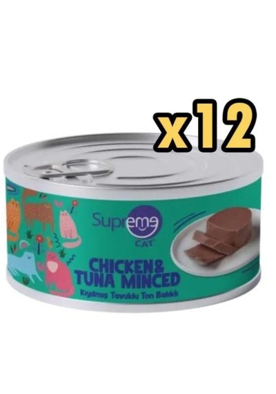 Supreme Cat Supreme Cat Kıyılmış Tavuklu Ve Ton Balıklı Yaş Kedi Maması 85 Gr X 12 Adet