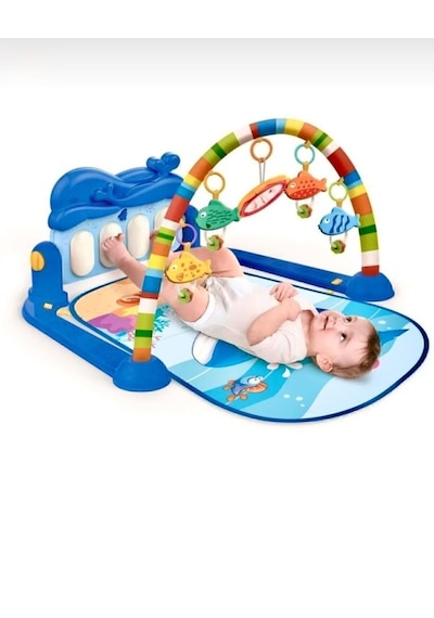 Babycim Piyanolu 3'ü 1 Arada Balina Oyun Halısı Müzikli Işıklı Aynalı Eğitici Aktivite Oyun Halısı