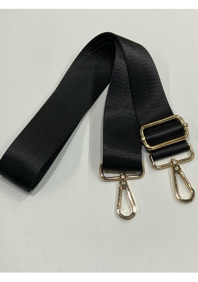 Karan Tuhafiye Çanta Sapı / Polyester Gold Detaylı Çanta Sapı - Siyah Siyah