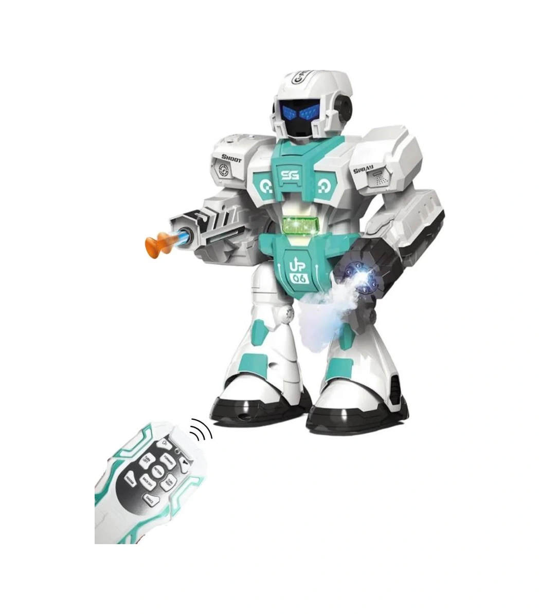 Pilli Işıklı Sesli Full Fonksiyon Duman Ve Su Balonu Atan Kumandalı Robot Oyuncak Çok Renkli