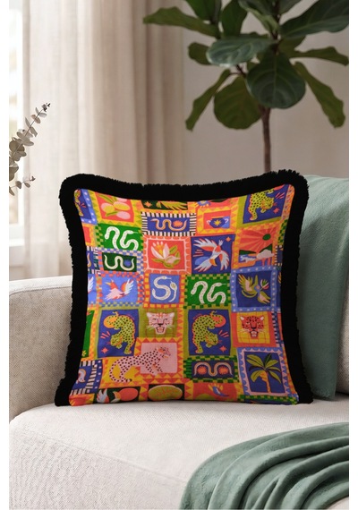 Egzotik Patchwork Saçaklı Yastık Kılıfı-maksimalist Etnik Turuncu Mavi Siyah Püsküllü Kırlent Kılıfı Buzlu Atlas Aura Egzotik Patchwork Saçaklı Yastık Kılıfı-maksimalist Etnik Turuncu Mavi Siyah Püsküllü Kırlent Kılıfı Buzlu Atlas Aura