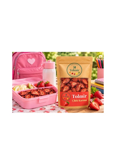 Tolmir %100 Doğal Çilek Kurusu 100 G - Şeker İlavesiz Katkısız Kurutulmuş Çilek Dilimleri