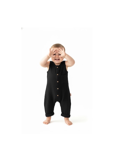 Miababy Müslin Kısa Atlet Tulum Siyah