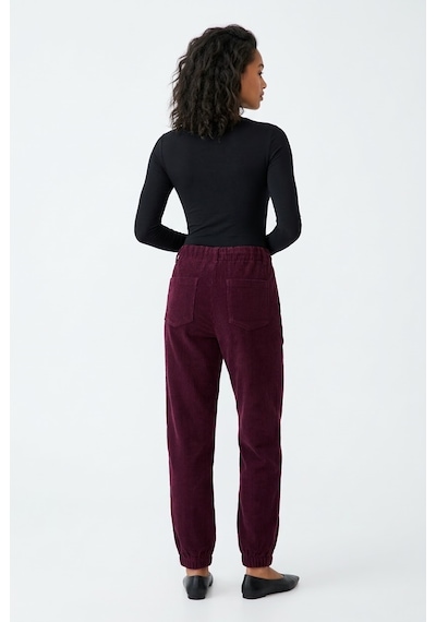 Neden Tekstil Kadın Bordo Fitilli Kadife Jogger Pantolon