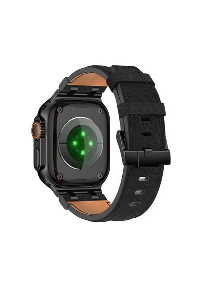 Apple Watch 7 45mm Uyumlu Kordon Kot Kumaş Tasarımlı Krd-153 Siyah