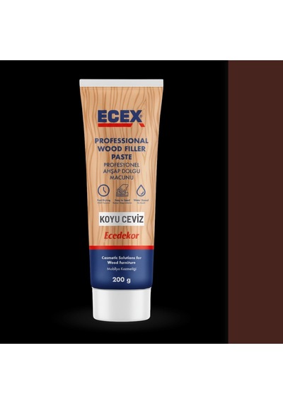 Koyu Ceviz Ecedekor Ecex Ahşap Dolgu Macunu Tüp 200gr 200 G