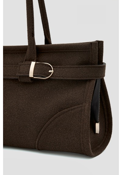 Shule Bags Enyola Vintage Süet Çanta Kahve Kahve