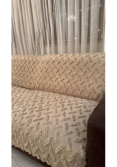 Bohem Tarz Lüks Kaymaz Koltuk Örtüsü 175x220 Şönil Bohem Koltuk Kılıfı Bej