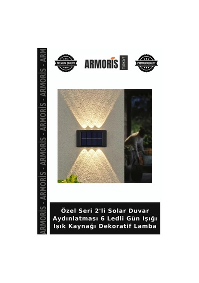 Özel Seri 2'li Solar Duvar Aydınlatması 6 Ledli Gün Işığı Işık Kaynağı Dekoratif Lamba
