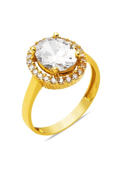 14 Ayar Altın Oval Taşlı Yüzük YZCAY14K22254