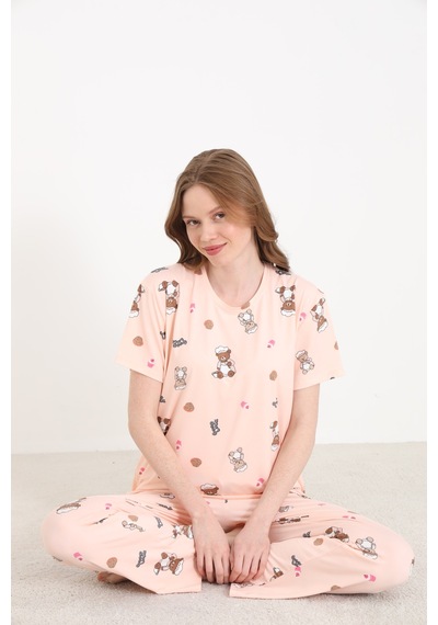 Elitol Bamboo Örme Desenli Kadın Pijama Takımı Desenli-6