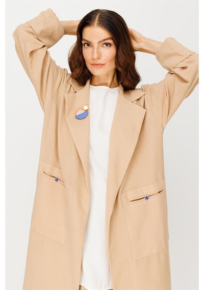 Esswaap Keten Kumaş Ceket Pantolon Takım Camel-camel Camel