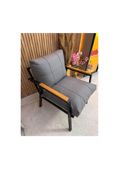 Outdoor Kumaş,bahçe Minderi,balkon Minderi,koruyucu Kılıf , 2-1-1 Takıma Uygun 4 Adet Pofuduk Model ,minder Kılıfı Gri