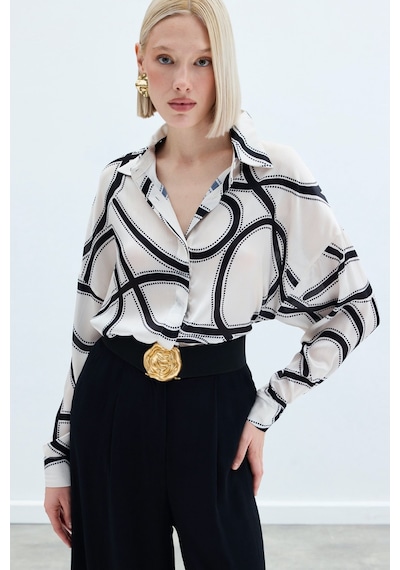 Sateen Salaş Gömlek - Ekru-135821 Ekru