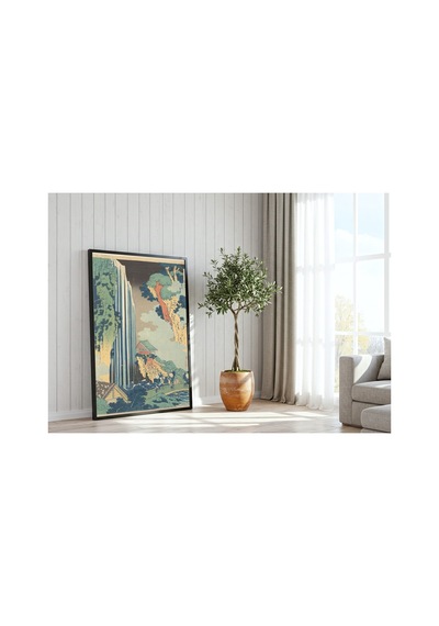 Hokusai Kisokaido Yolunda Ono Şelalesi Çerçevesiz Poster 30x42 Cm A3 Tablo Japon Sanatı Duvar Dekoru