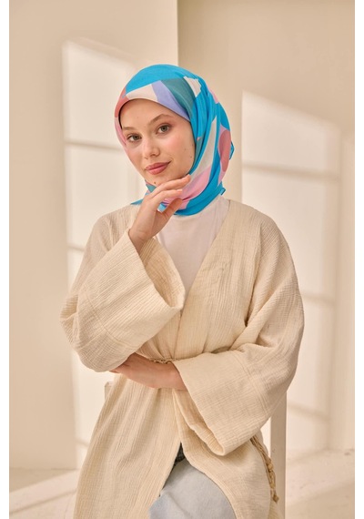 Silk Home Aura Eşarp 140001-12 Mavi, Somon, Pudra, Beyaz, Pembe