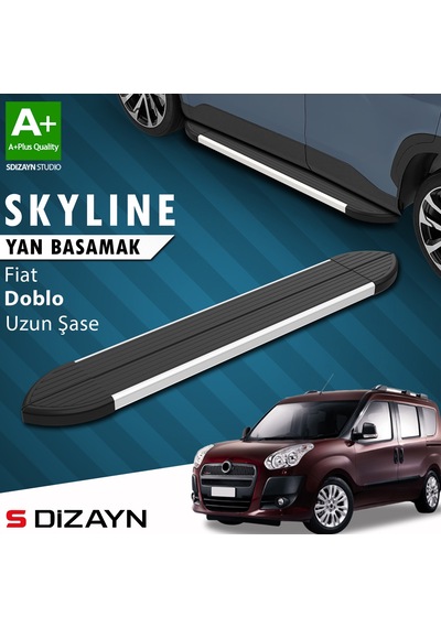 S-dizayn Fiat Doblo 2 Uzun Şase Skyline Aluminyum Yan Basamak 223 Cm 2010-2023 A+ Kalite