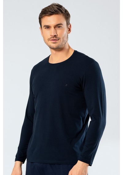 Cacharel 1333 Erkek O Yaka Uzun Kollu T-shirt - Lacivert Lacivert