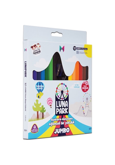 Masaüstü Lunapark Jumbo Kuru Boya Kalemi 12 Renk