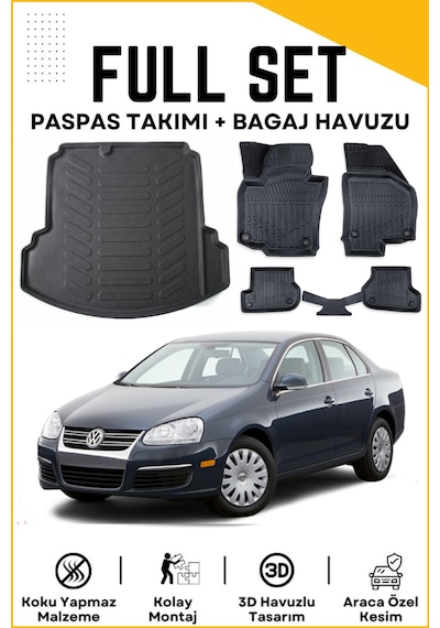 Volkswagen Jetta 2006 Model Birebir Uyumlu Bagaj Havuzu+paspas Seti