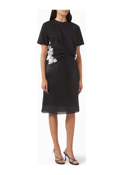 3.1 Phillip Lim Dantel Detaylı Drapeli Elbise Jersey Üst, Saten Etek Ve Zarif Kontrast Siyah 3.1 Phillip Lim Dantel Detaylı Drapeli Elbise Jersey Üst, Saten Etek Ve Zarif Kontrast Siyah