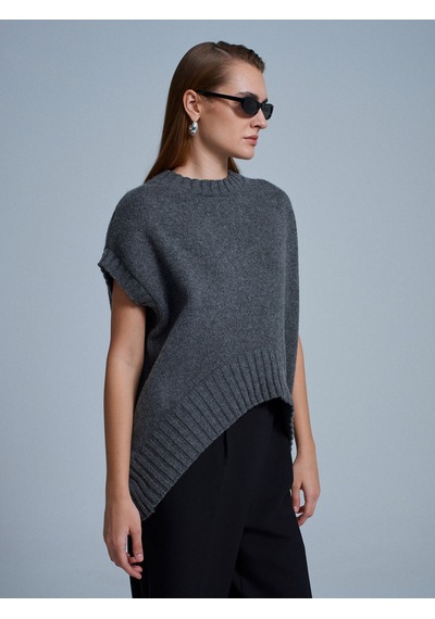 Dilvin 10839 Yün Karışımlı Oversize Süveter-füme Füme