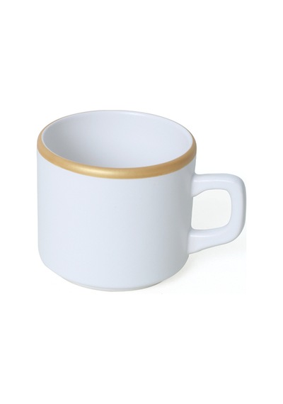 Keramika Mat Beyaz Gold Fileli Stackable Çay Takımı 8 Parça 4 Kişilik