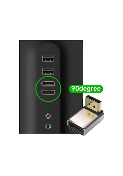 Display Port 8k Uhd Dişi Erkek 90 Derece Çevirici Dönüştürücü Adaptör