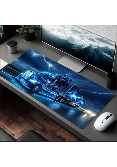 70x30 Cm Neon Tır Temalı Kaydırmaz Taban Speed Yüzey Oyuncu Mouse Pad Gaming