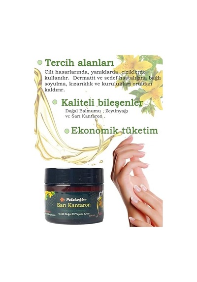 Petekoğlu 100ml El Yapımı Sarı Kantaron Çiçeği Yağı Zeytinyağı Balmumu Bakım Onarım Kremi