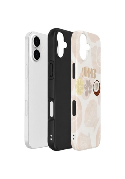 Apple iPhone Uyumlu 16 Vorian Çift Katmanlı Kılıf Coconut Summer Notes