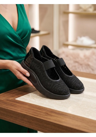 Nesilshoes Nesil Shoes Conf 212 Siyah Taşlı Anatomik Kadın Sneakers