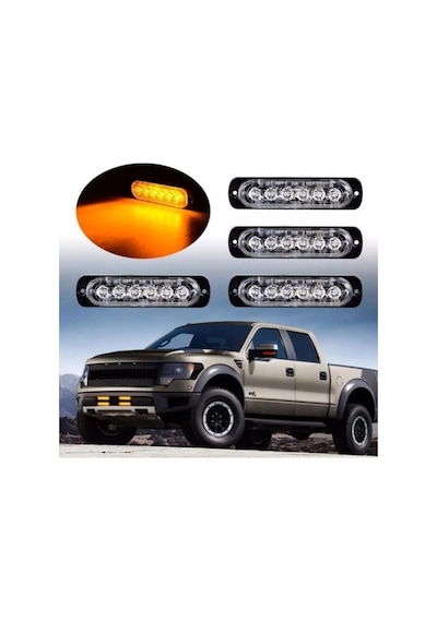 Ahmet Otomotiv 4 Adet Beyaz Camlı Sarı Amber Çakar Lamba 11cm 12v-24v