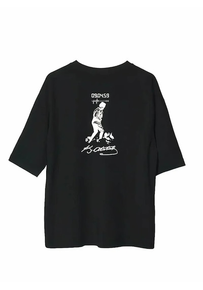 Modi Unisex Bisiklet Yaka Baskılı Oversize T-shirt - Siyah - Mymg180605