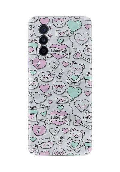 Huawei Nova Y70 Kılıf Resimli Desenli Silikon Platinium Series I Love You 1882