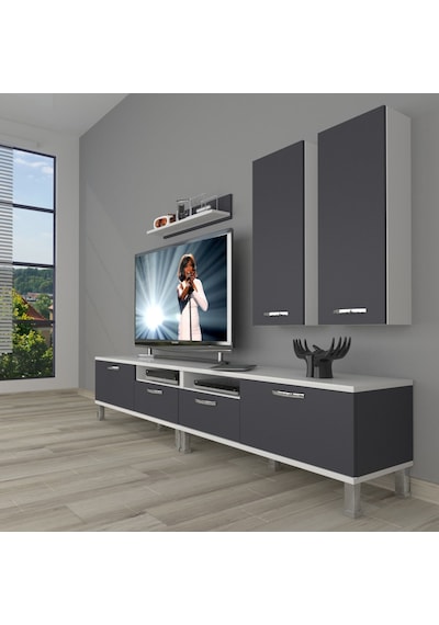 Decoraktiv Eko 5220d Mdf Krom Ayaklı Tv Ünitesi Tv Sehpası Ceviz