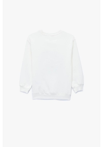 Koton Erkek Bebek Pamuklu Uzun Kollu Bisiklet Yaka Baskılı Sweatshirt Ekru