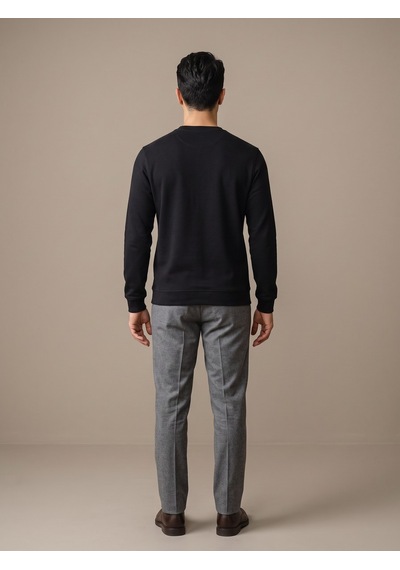 Maccali Erkek Siyah Selanik Bisiklet Yaka Sweatshirt