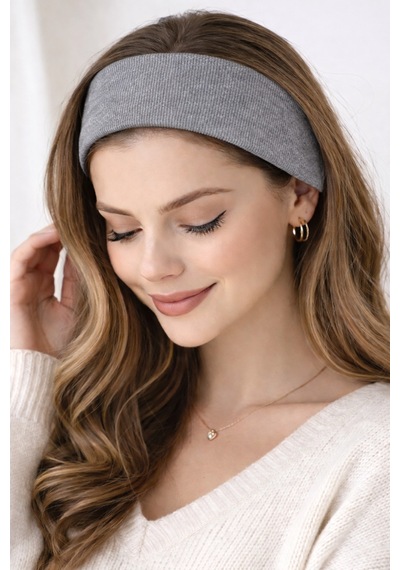 2li Örme Saç Bandı Seti Orlon Kumaş Ekru Gri Spor Günlük Şık Headband 2liekrugri 2liekrugri