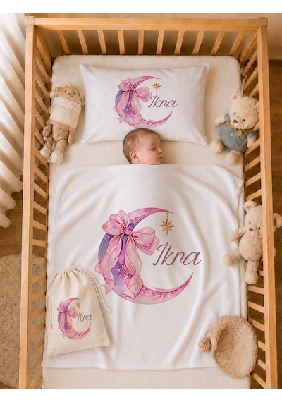 Pia Baby Kız Bebek %100 Pamuk Hediye Seti 6 Lı İsimli Keseli Tulum Şapka Eldiven Battaniye Ve Yastık Kılıfı 1068tybk3x Krem