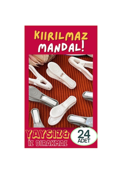 24 Adet Kırılmaz Mandal Yaysız Mandal Slikon Mandal İz Yapmaz Mandal Diğer