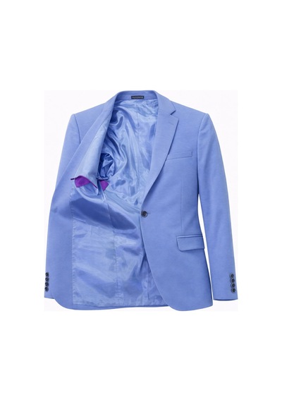 Plus Scorpion Erkek Pamuklu Penye Likralı Tek Düğmeli Çift Yırtmaçlı Blazer Ceket Mavi