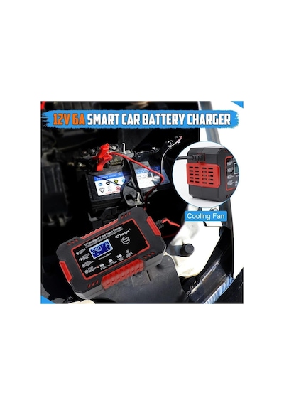 Rj Tianye 12v 6a Araba Motosiklet Kurşun Asit Akü Şarj Cihazı Auto Islak Kuru Jel Onarım Led Ekran