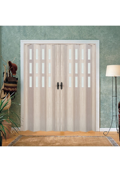 Faran Dekorasyon 170 x 215 Akçaağaç Renk Camlı Çift Açılım Pvc Akordiyon Kapı - FRNAKMODEL-0-151