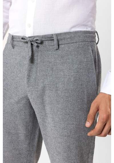 Back And Bond Koyu Gri Slim Fit Beli Bağcıklı Yünlü Jogger Pantolon Çok Renkli